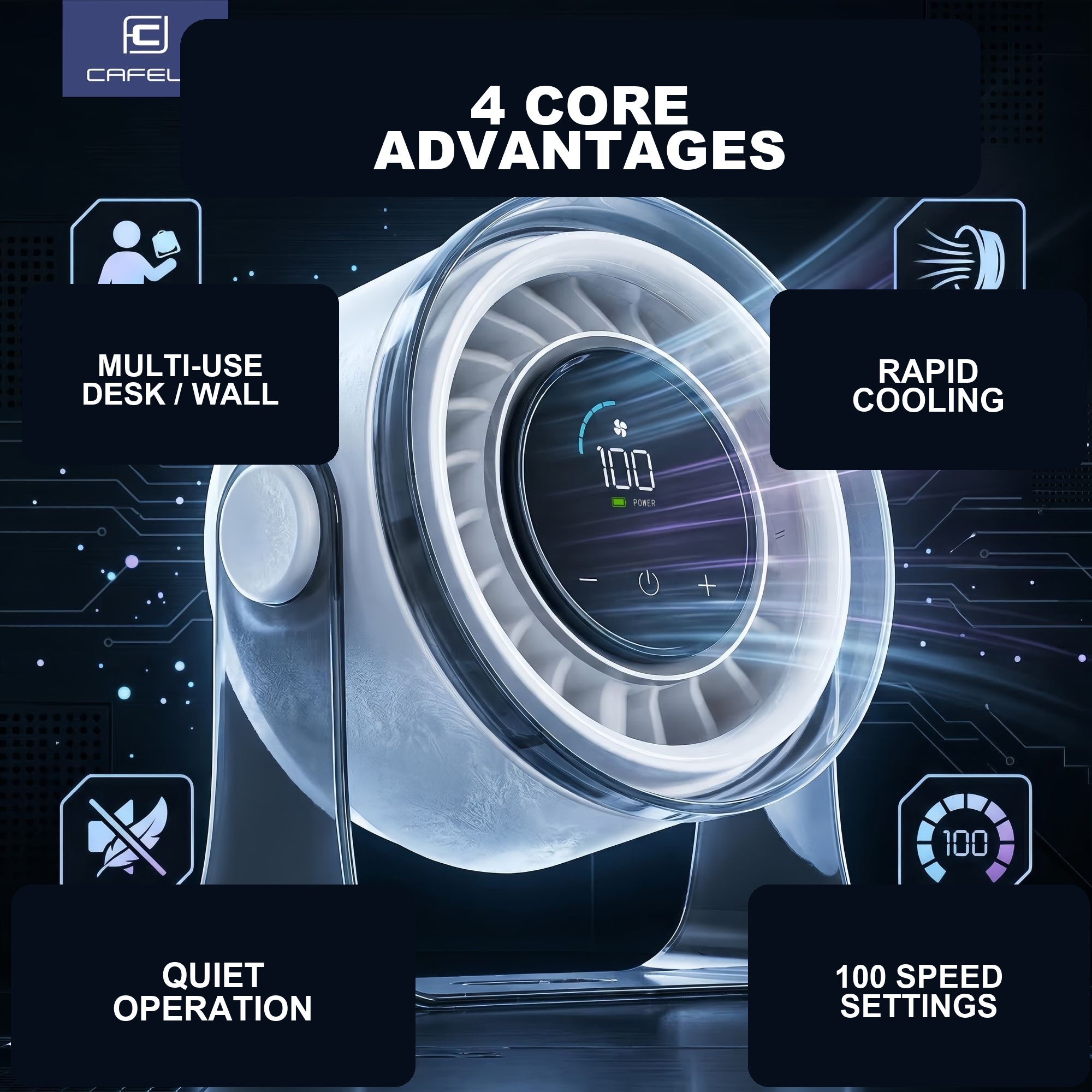 Desktop cooling fan with four core advantages