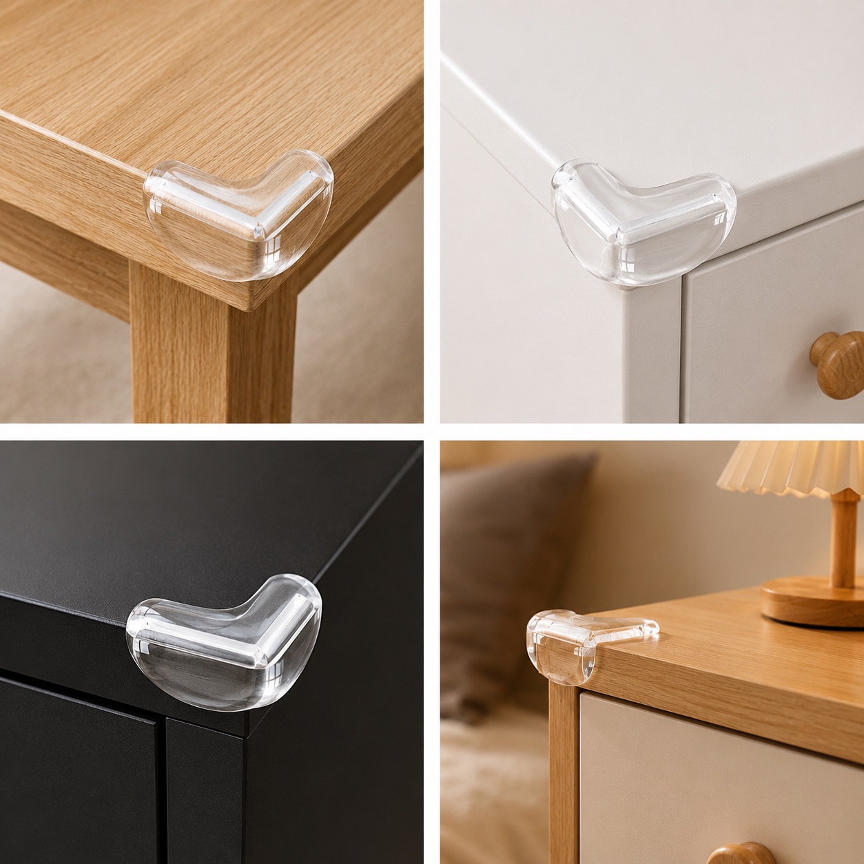 L-shaped clear silicone furniture corner guard set